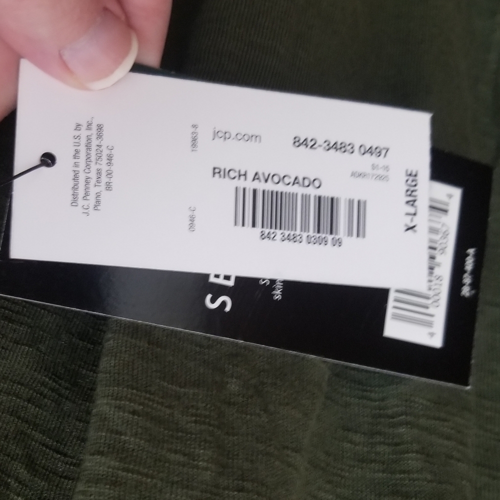 Color 2/3: rich avocado bell sleeve w lace A New Approach top - Picture 4 of 5